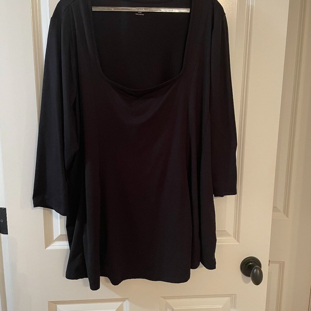 Lane Bryant Swing 3/4 sleeve shirt, Black, 22/24